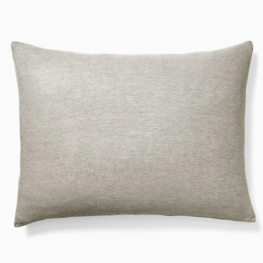 European Flax Linen King Sham,Warm Gray Melange, Retail Price $59.00 USD